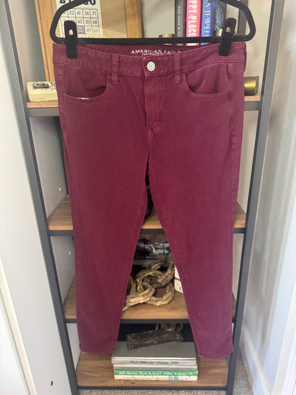 American Eagle Burgundy Brushed Denim "360 Super Stretch Jegging" - Size 12